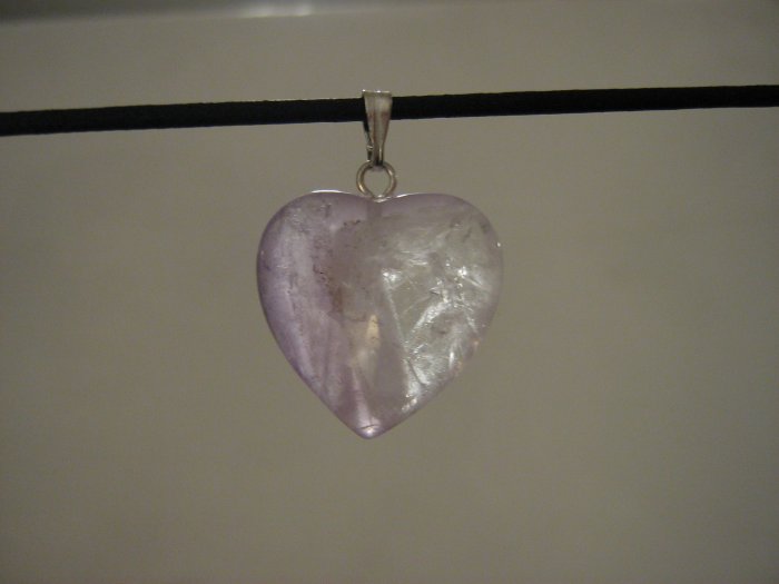 Unique 3/4" Amethyst Heart Pendant Necklace Quartz 3575