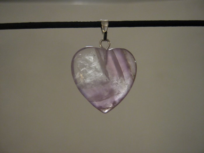Unique 3/4" Amethyst Heart Pendant Necklace Quartz 3577