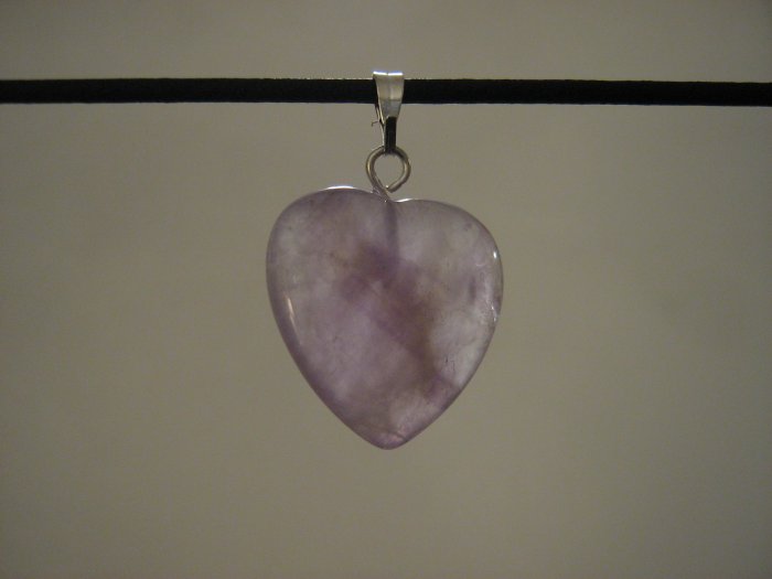 Unique 3/4" Amethyst Heart Pendant Necklace Quartz 3579