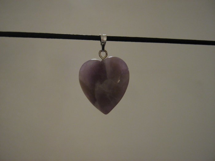 Unique 3/4" Amethyst Heart Pendant Necklace Quartz 3581