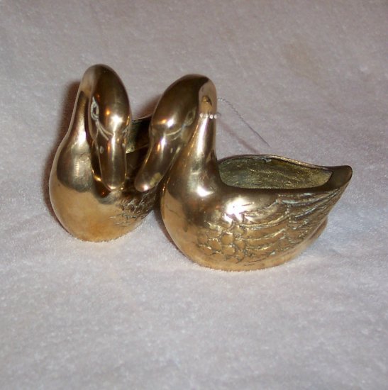 PAIR OF BRASS SWAN PLANTERS