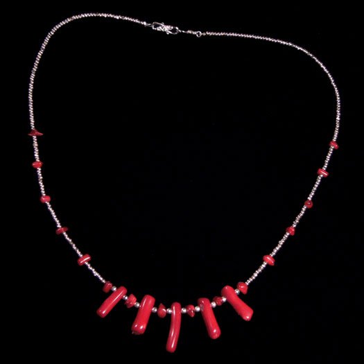 Coral and Sterling Silver Necklace