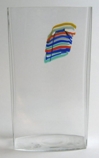 Bertil Vallien Rectangular Rainbow Vase Kosta Boda