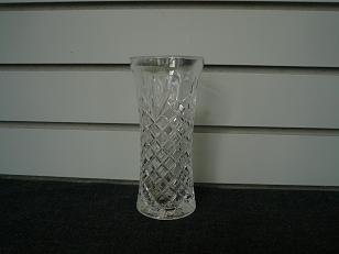 Clear Glass Angular Etchings Vase