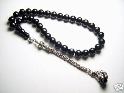 33 Beads Oltu Stone Tasbih with Silver Tassel