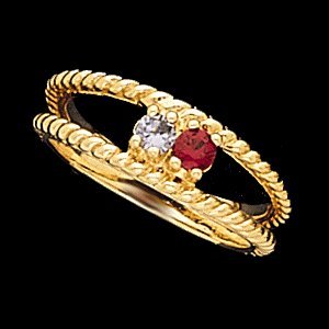 Rd4196-2h Ladies 2 Stone Mom Rg Synthetic Stones Your Choice Colors