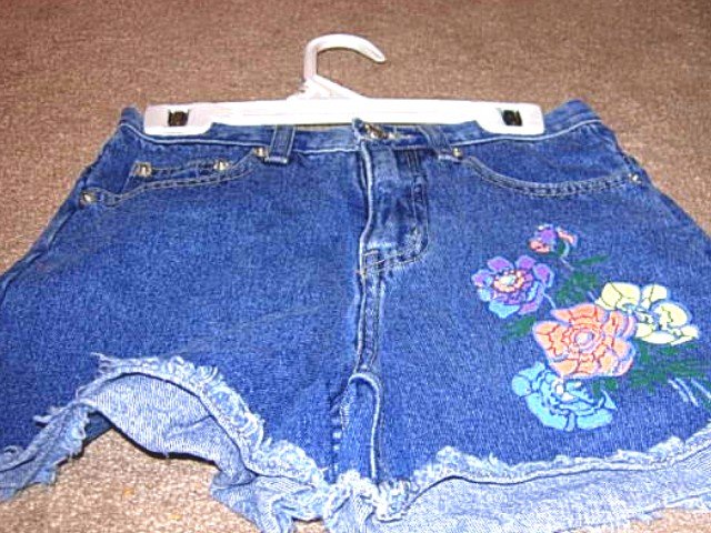 Girls KRU Denim Shorts with Painted Flowers 10