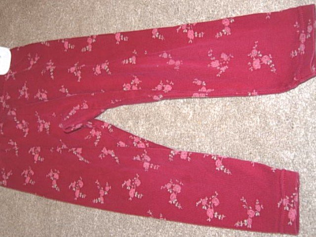 Girls GYMBOREE VICTORIAN CHARM Burgundy Rose Leggings S 3