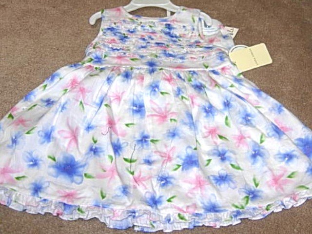 Girls Boutique LAURA ASHLEY White Floral Dress 18mo NWT