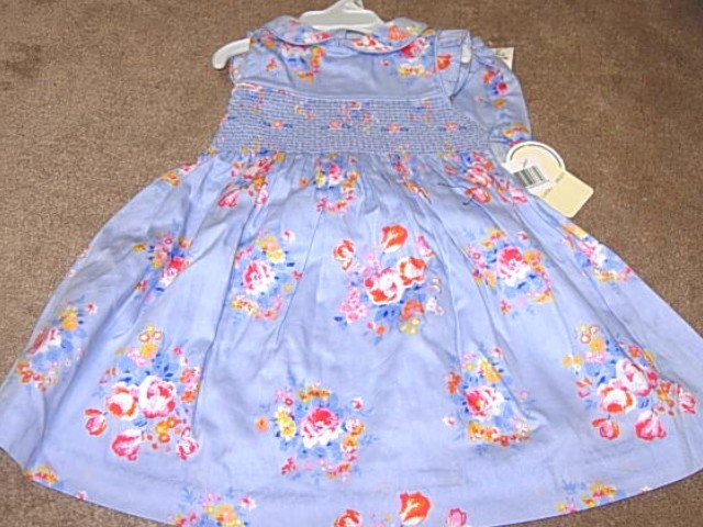 Girls Boutique LAURA ASHLEY Blue Floral Dress 18mo NWT