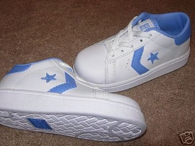 Girls CONVERSE ALL STAR White/Blue Sneakers 8M NEW