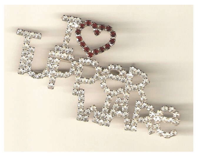 Rare 4" I love Tupperware Consultant Manager Rhinestone Pin