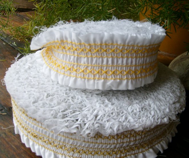 Vintage Girls Dress Lace Trim Pleated White Gold Yellow 1940s 1950s 1960s Whole Bolts Yards