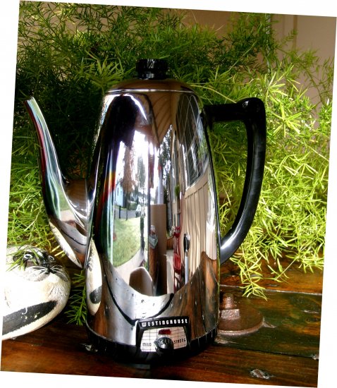 New Old Stock Vintage Rare 1940s Westinghouse Electric Chrome Deco Mid Century Coffee Pot Percolator
