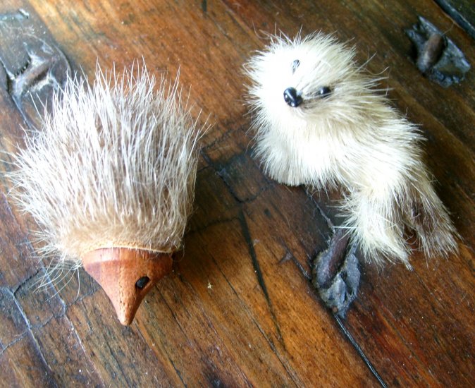 2 Vintage Souvenir Baby Seal Plus HedgeHog Hedge Hog Real Fur Pin Pins Pinback Pinbacks