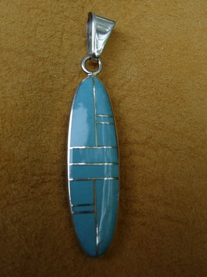 Genuine Turquoise and Sterling Silver Pendant