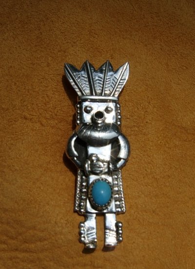 Turquoise Sterling Silver Kachina Pendant