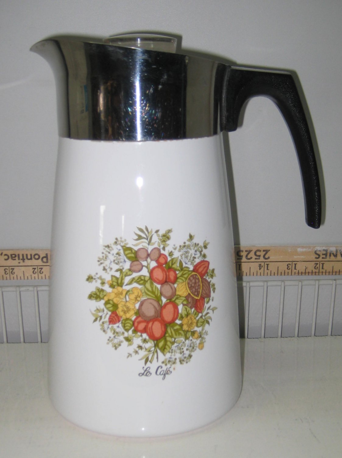 Corning Ware P-149 La Cafe Pattern Coffee Tea Pot Stovetop Non Electric Percolator