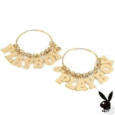 Playboy 14K StSI Plated Stainless CZ's Hoop Earrings