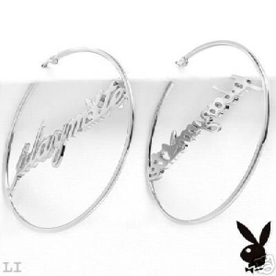 Playboy Playmate Sterling Silver CZ Hoops MSRP $169