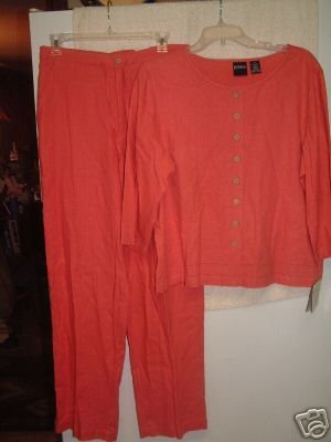 NWT's Erika 2 PC Linen Blend Shirt/Slacks sz M