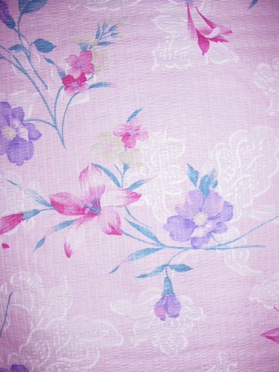 Cotton Fabric - Red Lily Flowers - Soft Pink