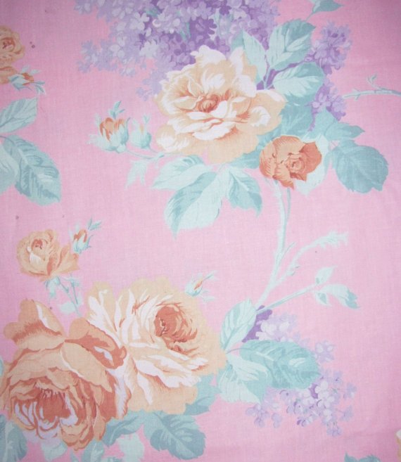 Home Decor Fabric - Yellow Roses on Soft Pink Background
