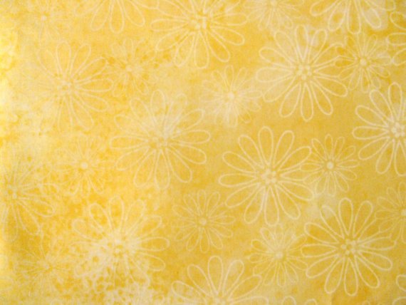 Cotton Fabric - Delicates White Flowers on Yellow Background