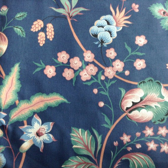 Home Decor Fabric - SCREEN PRINT by Atelier Originals - Navy Blue