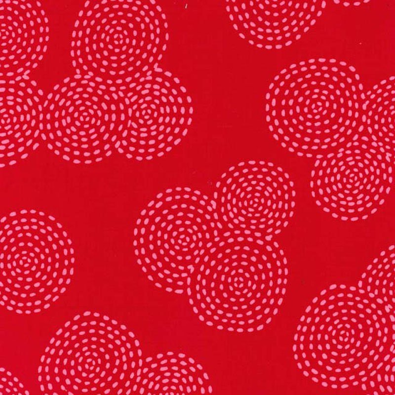 Cotton Fabric - Stich Circle by Michael Miller - Red