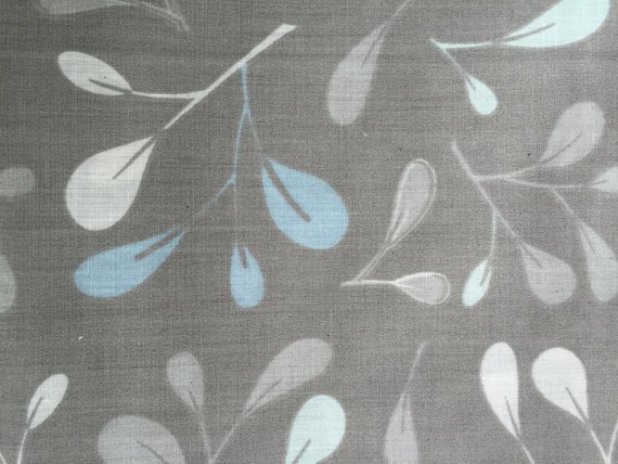 Cotton Fabric - Leaves Prints on Gray Background