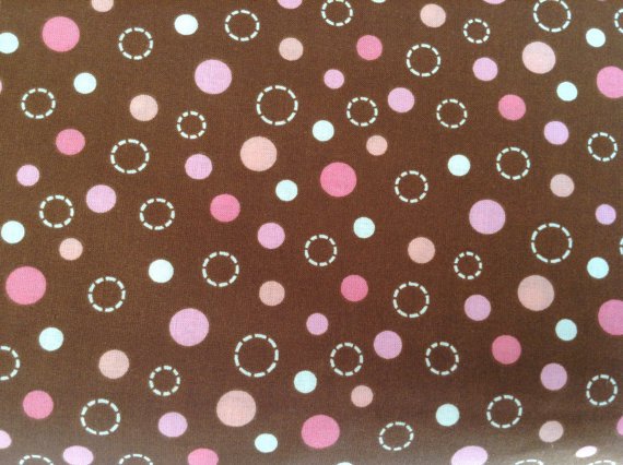 Cotton Fabric - Dots and circles design - Pink and Brown