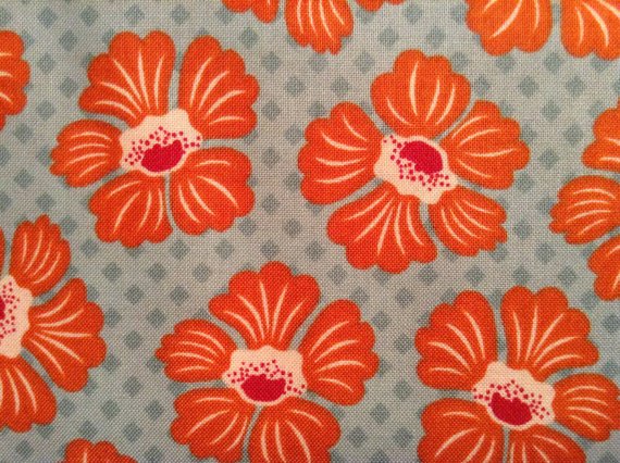 Cotton Fabric - Denise Urban by Suzanne Cruise - Orange Flowers
