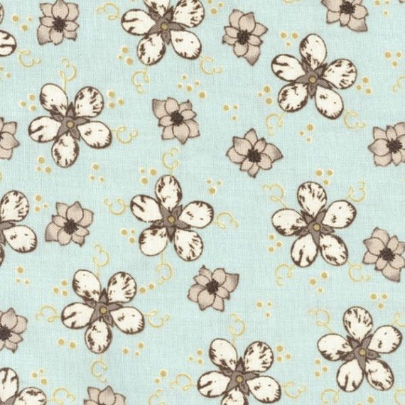 Cotton Fabric - Blossom Sprinkle on Sky - Julia's Notes by Peggy Brown - Floral