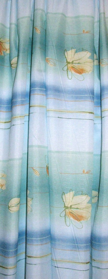 Transprint fabric -Contemporary- yellow flowers design on green and blue background