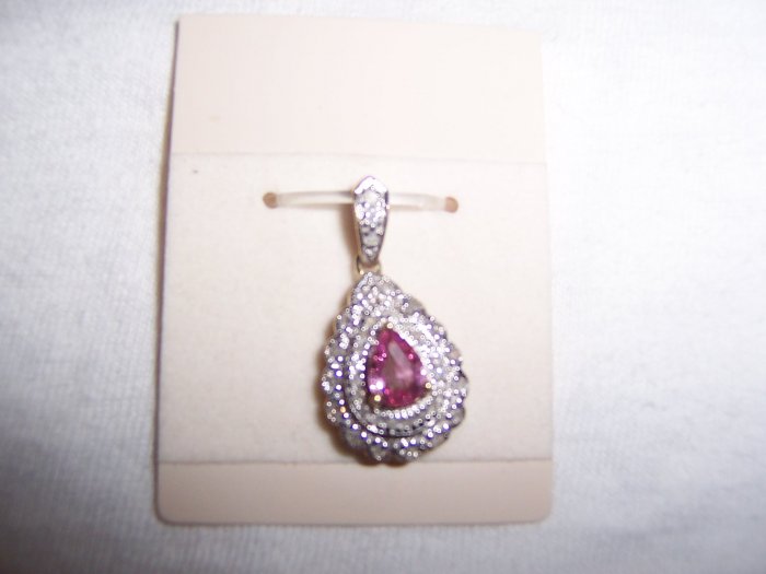 Pink sapphire and diamond pendant