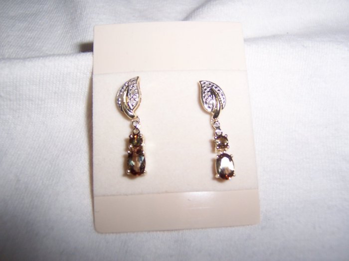 Diamond and brown stone earrings