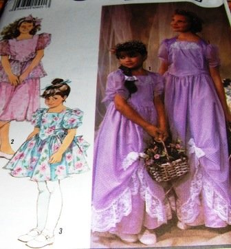 Flower Girl, pagent, Jr. Bridesmaid Dress Sewing Pattern Simplicity 7082 Size 2-6x