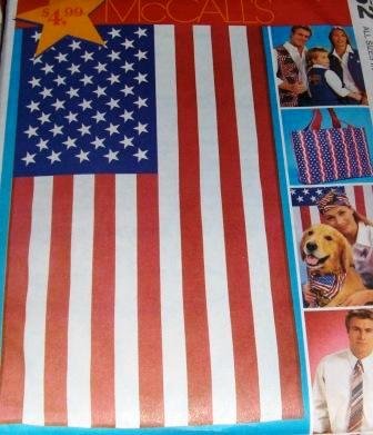 American Flag McCalls Sewing Pattern 3562 Patriotic vest bandanna scarf totebag necktie