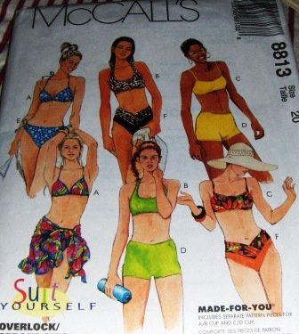Bikini Shorts String Bikini Wrap Swim Suit McCall's 8813 Size 18 Suit Yourself Sewing Pattern