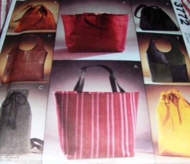 Bag Purse Drawstring Pattern McCall's Fashion Accessories Sewing Pattern 3772 UNCUT