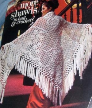 Triangle Shawl in Connected Hearts Filet Crochet Design