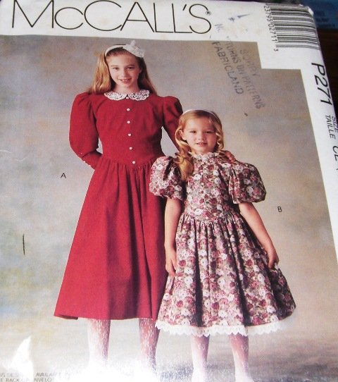 McCall's Sewing Pattern P271 Girl's Princess Dress long or short sleeves size 3, 4, 5