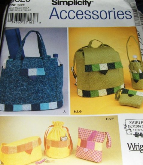 Quilted Bag Back Pack Fanny Pack Fat Quarters Sewing Pattern Simplicity Accessories 5320