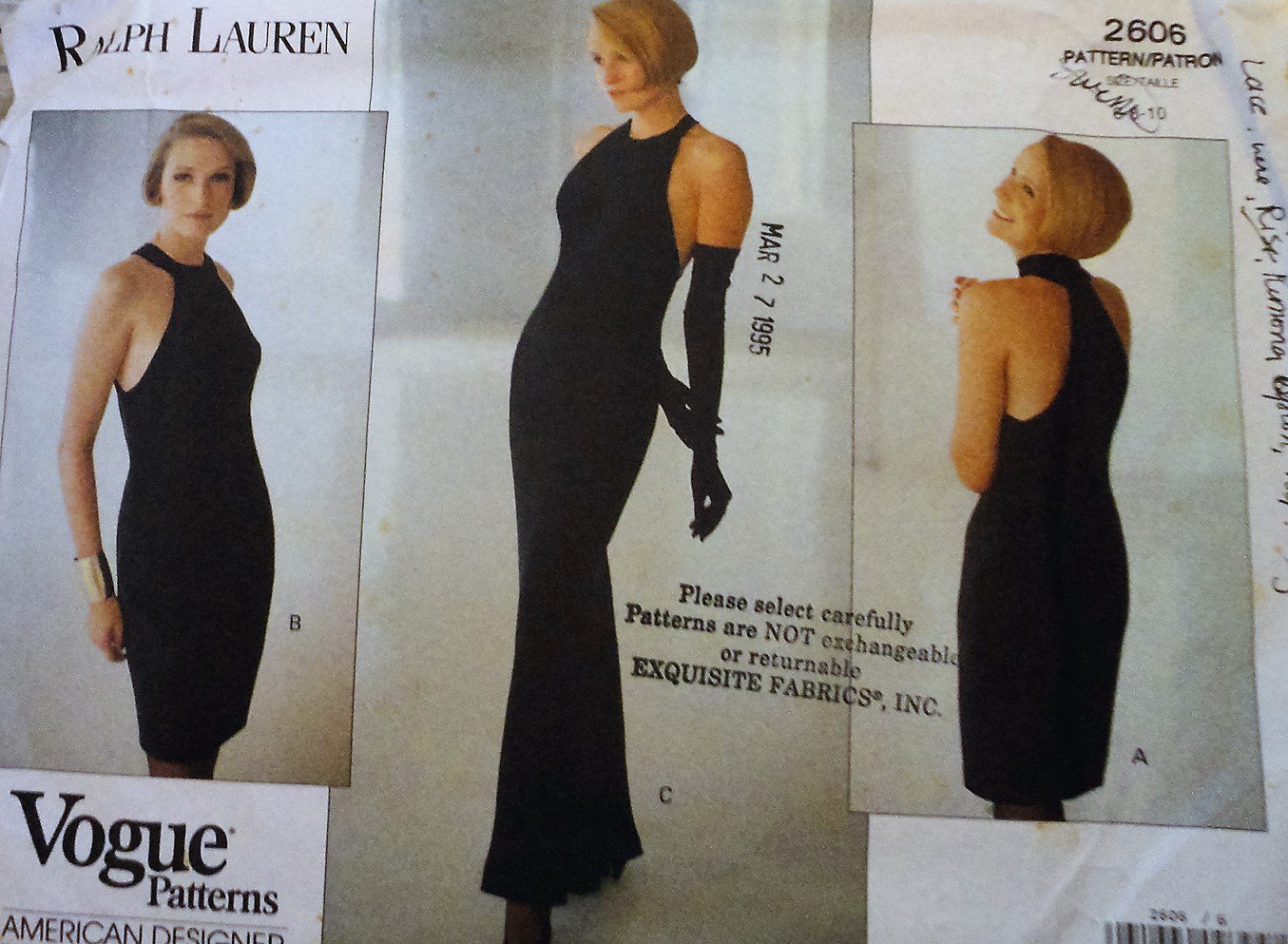 Vogue Sewing Pattern 2606 Ralph Lauren Dress size 6 8 10
