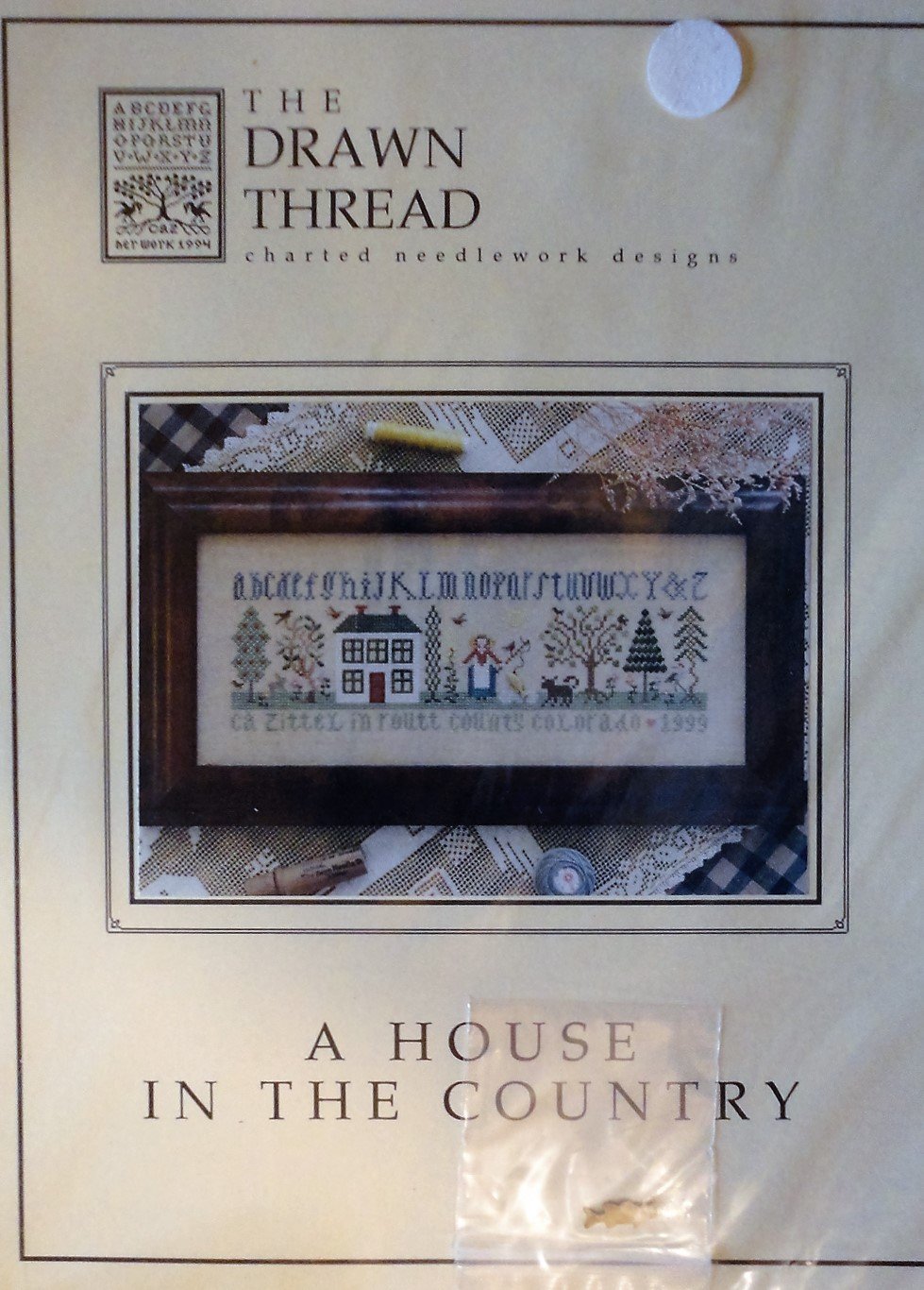 The Drawn Thread A House In the Country Primitive Sampler Cross Stitch Chart with Fish Charm