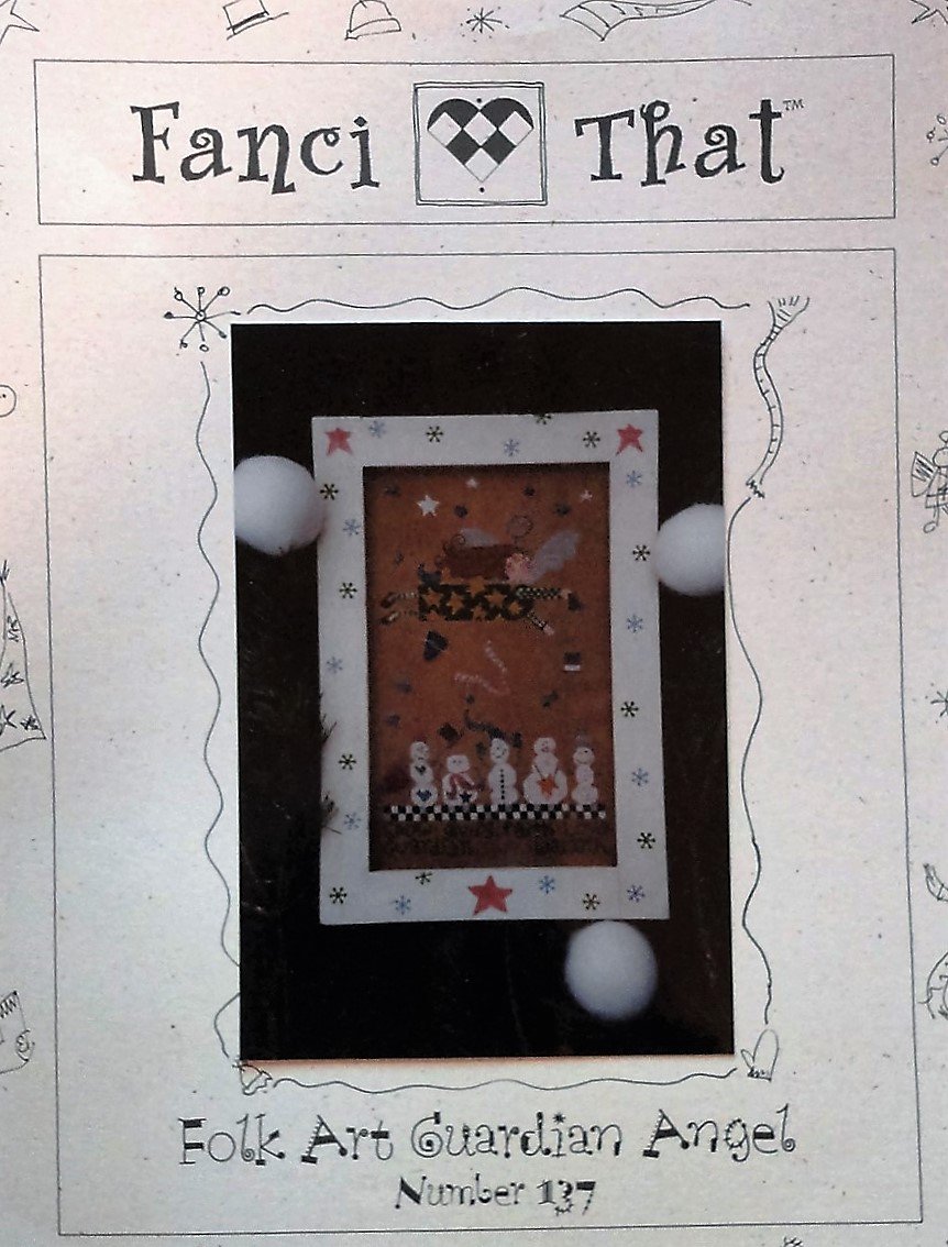 Fancy That Folk Art Guardian Angel Christmas Snowmen Sampler Cross Stitch Chart 137