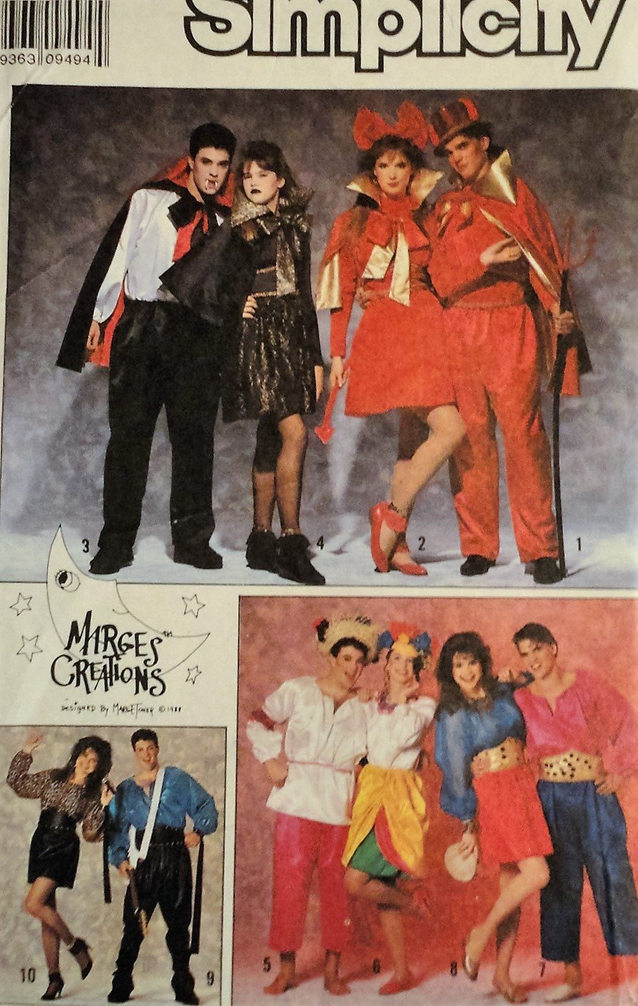 Simplicity 9342 sewing pattern Marges Creations - Misses', Men's or Teen Boys' Costumes. All Sizes