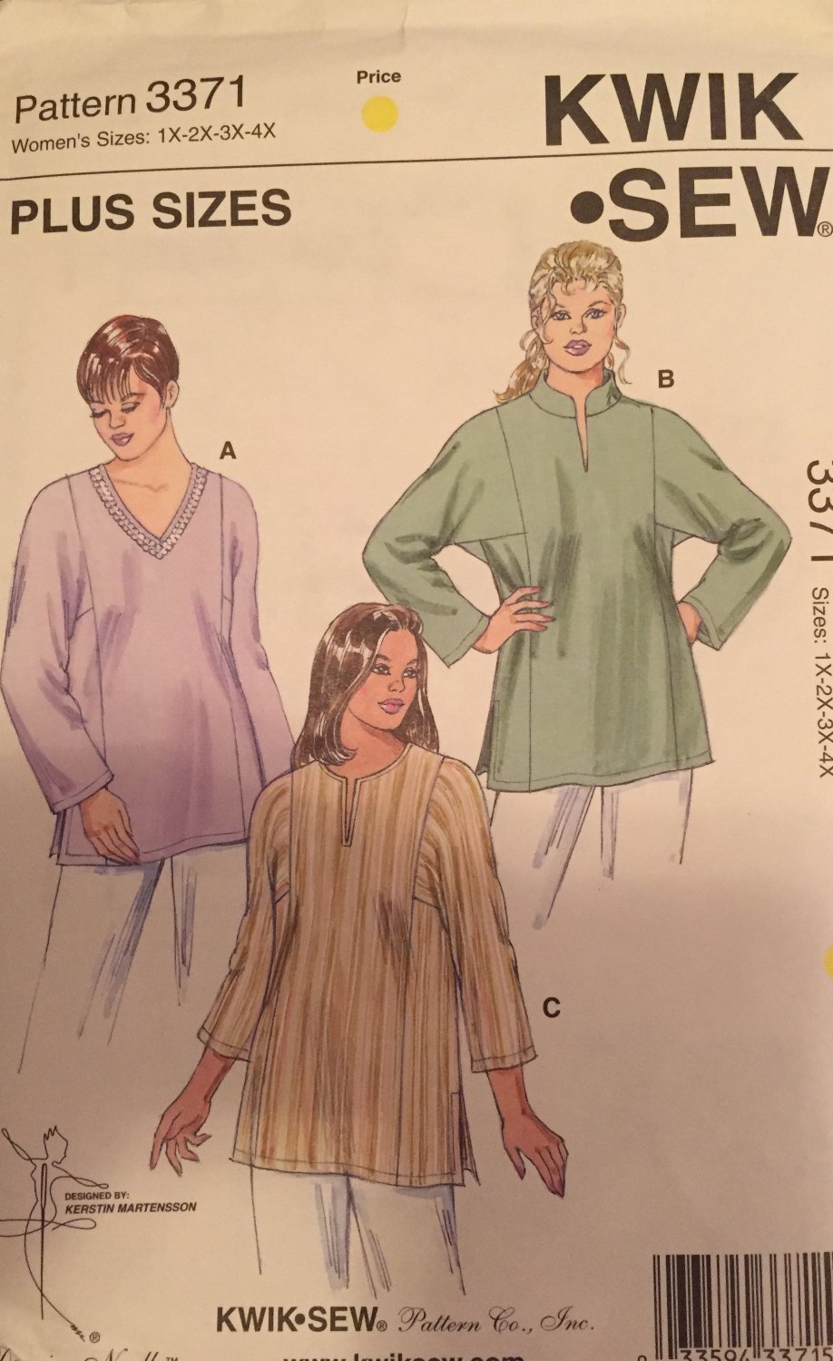 Kwik - Sew 3371 Women's Tunic sewing pattern Plus Sizes 1X to 4X SOLD OUT