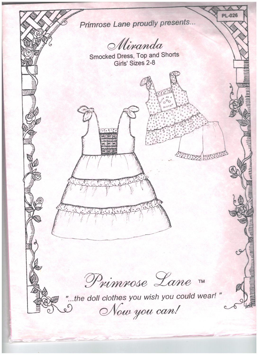 Miranda Smocked Dress Top Shorts Primrose Lane Sewing Pattern Sizes 2 - 8